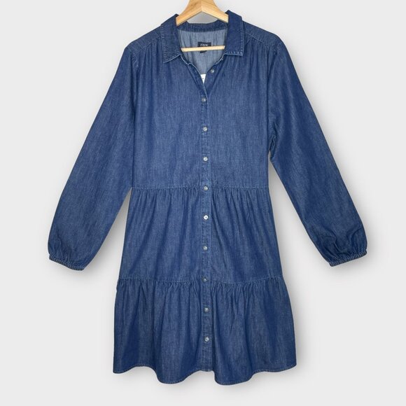J. Crew Dresses & Skirts - J Crew New with Tag Denim Long Sleeve Casual Dress Size 14